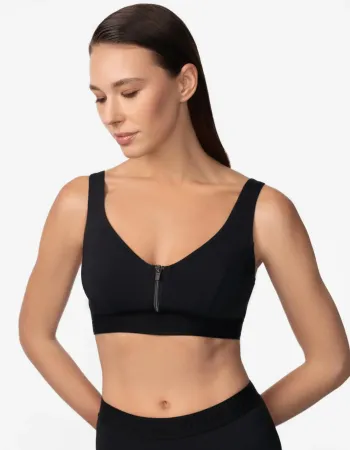 Бански горна част в черен цвят Zipper