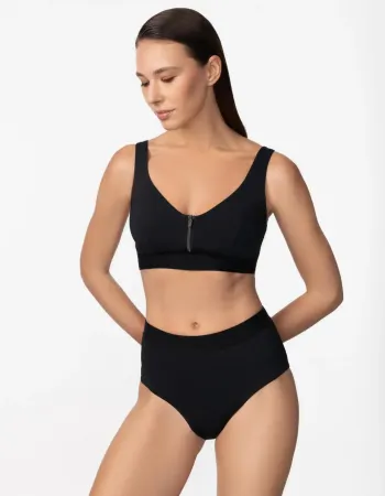 Бански долна част в черен цвят Zipper