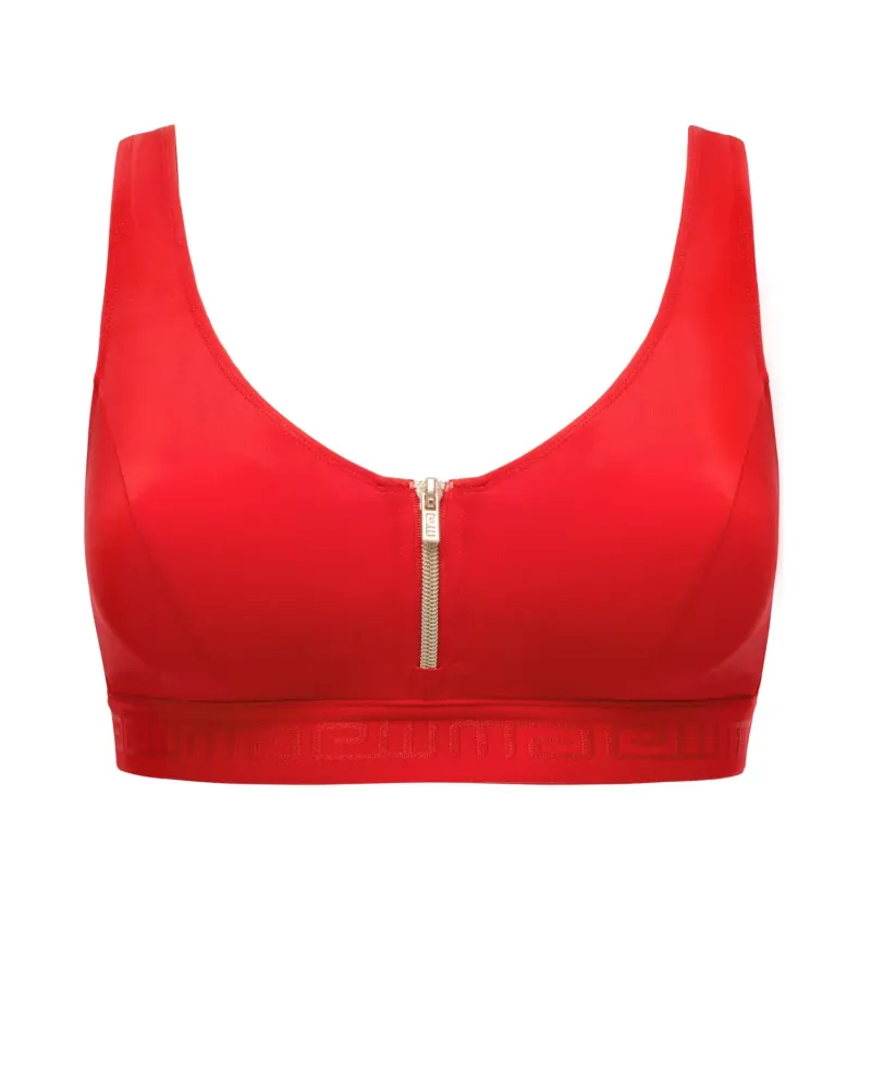 Бански горна част в червен цвят Zipper