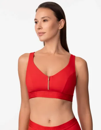 Бански горна част в червен цвят Zipper