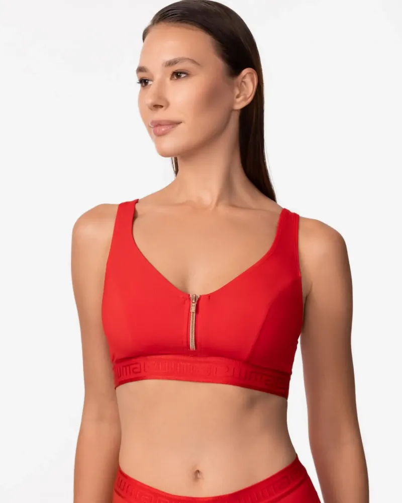 Бански горна част в червен цвят Zipper