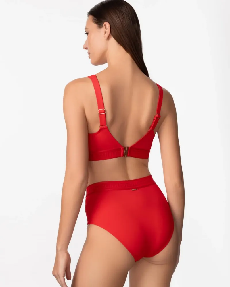 Бански горна част в червен цвят Zipper