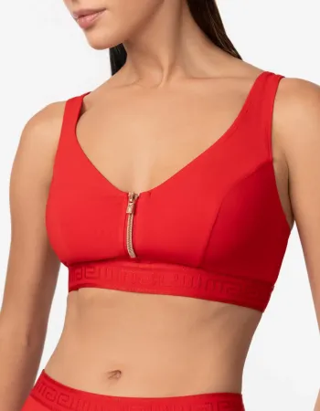 Бански горна част в червен цвят Zipper