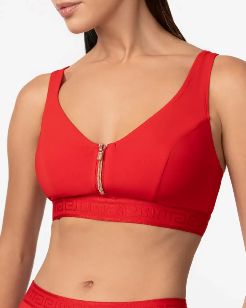 Бански горна част в червен цвят Zipper