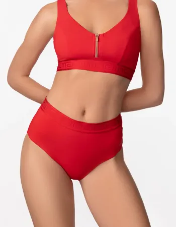 Бански долна част в червен цвят Zipper