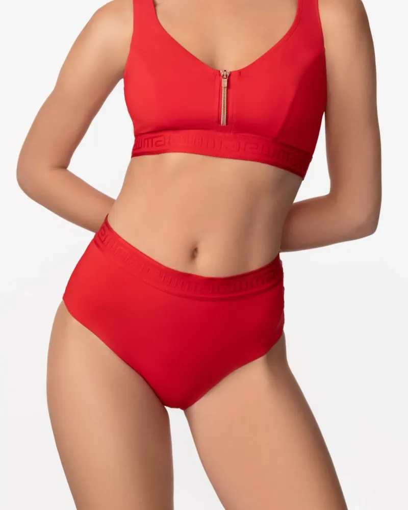 Бански долна част в червен цвят Zipper