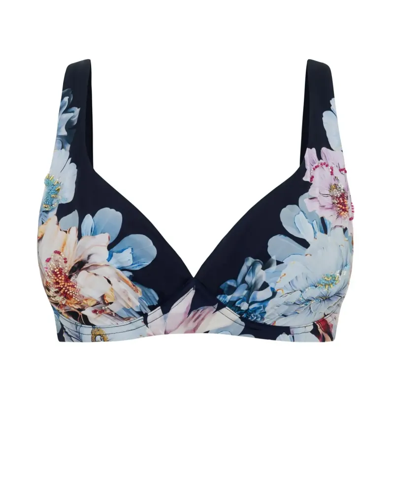 Горнище на бански с банели и меки чашки Midnight Bloom