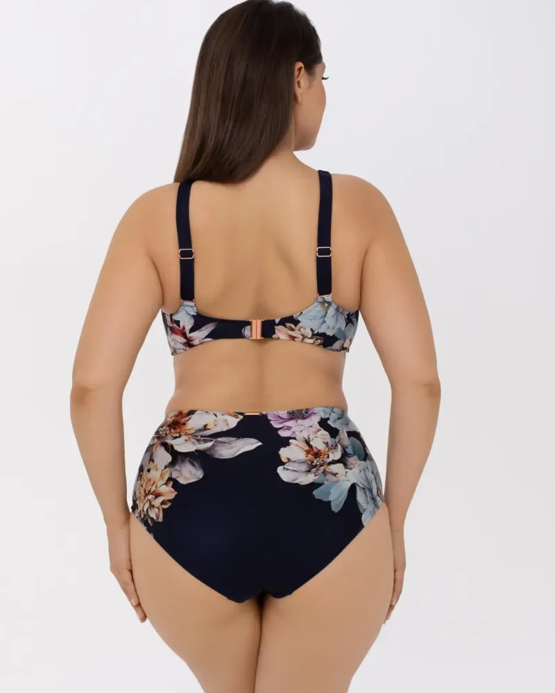 Горнище на бански с банели и меки чашки Midnight Bloom