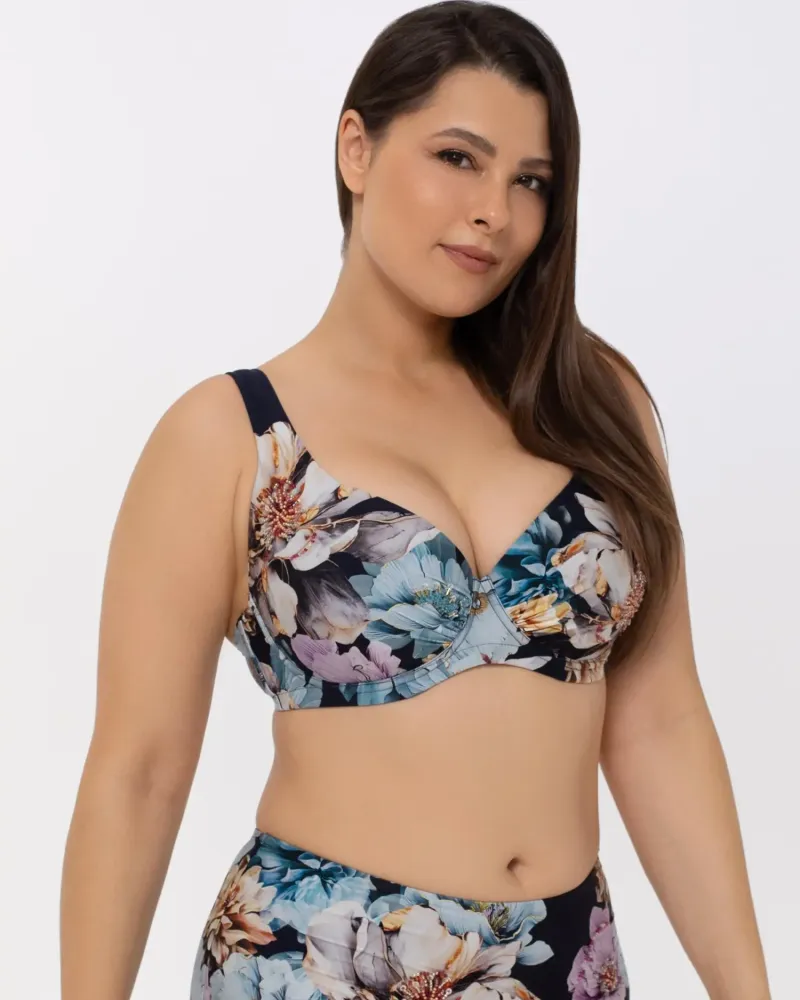 Горнище на бански с банелиMidnight Bloom