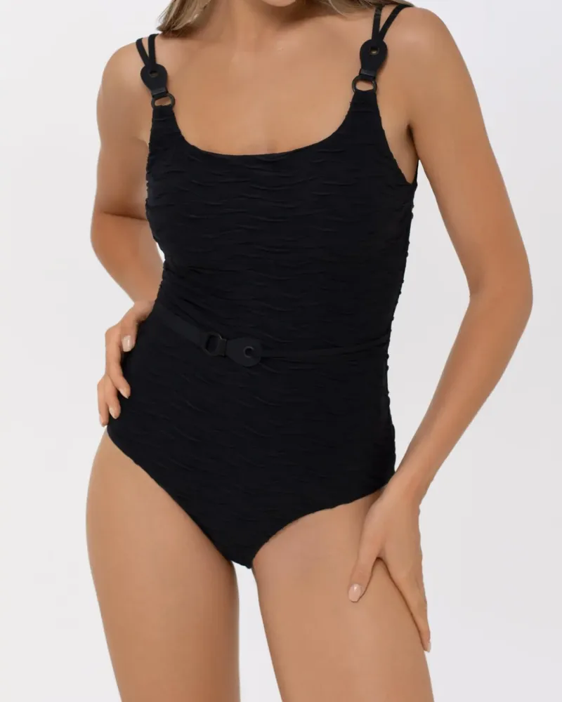 Черен цял бански French Code