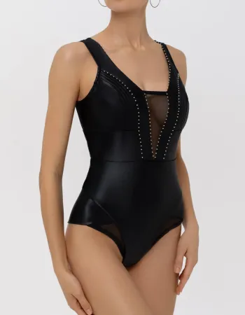 Черен цял бански с дълбоко деколте Black Couture Черен цял бански с дълбоко деколте Black Couture