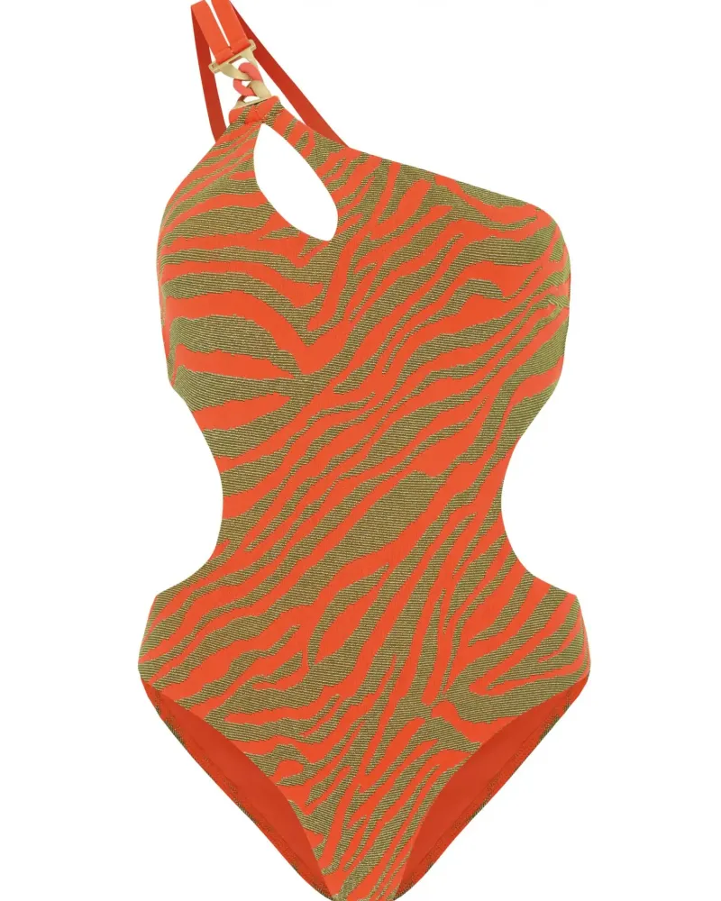 Асиметричено изрязан цял бански Bright Glow