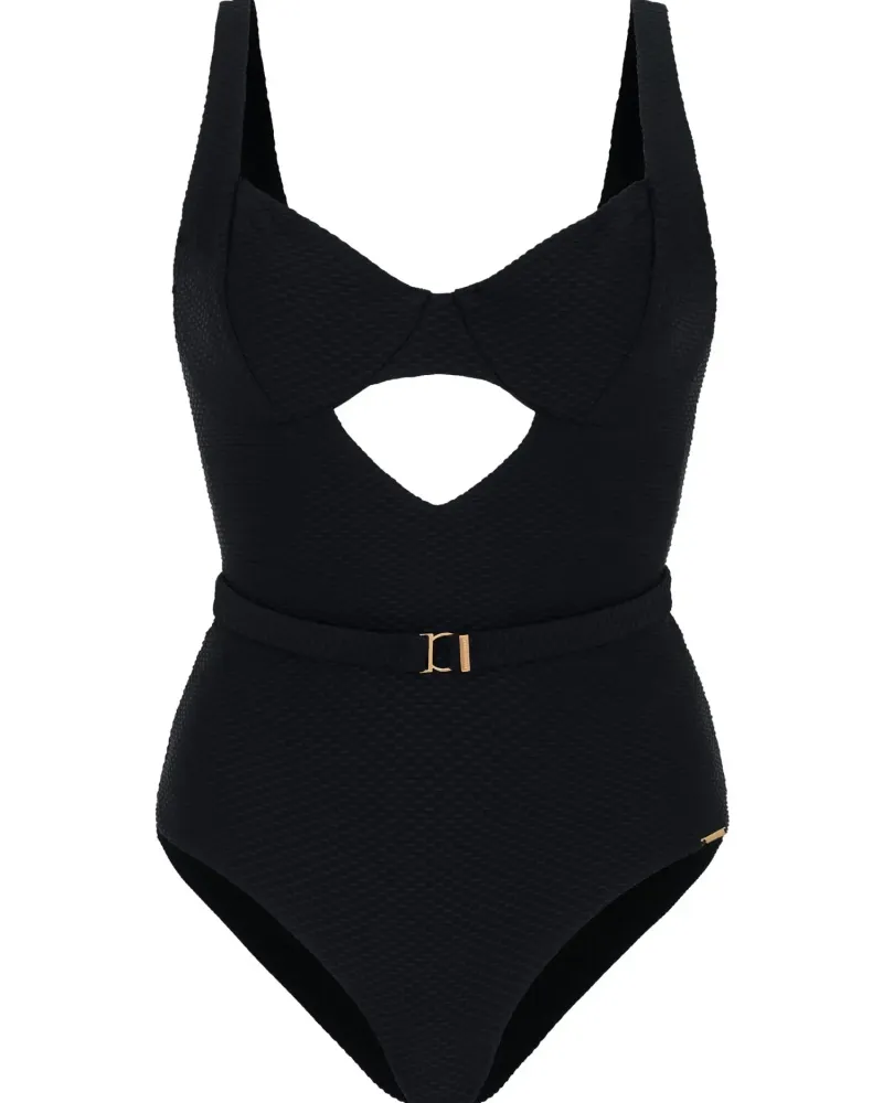 Черен цял бански с банели Pure Ambition