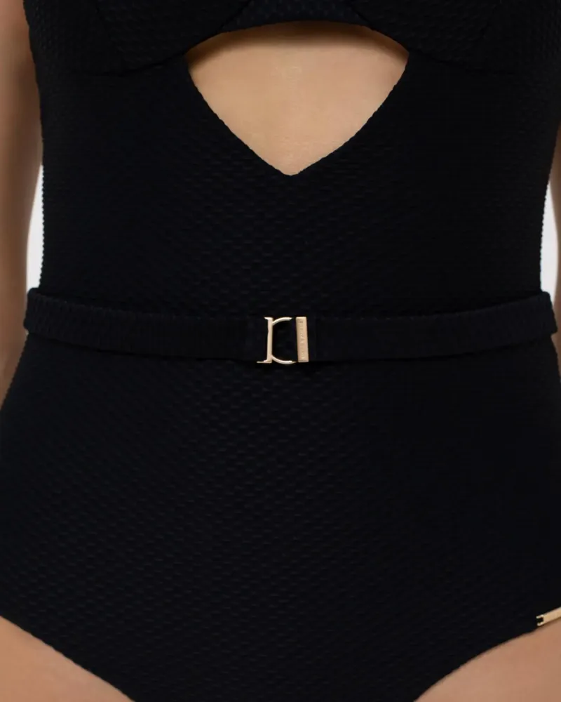 Черен цял бански с банели Pure Ambition