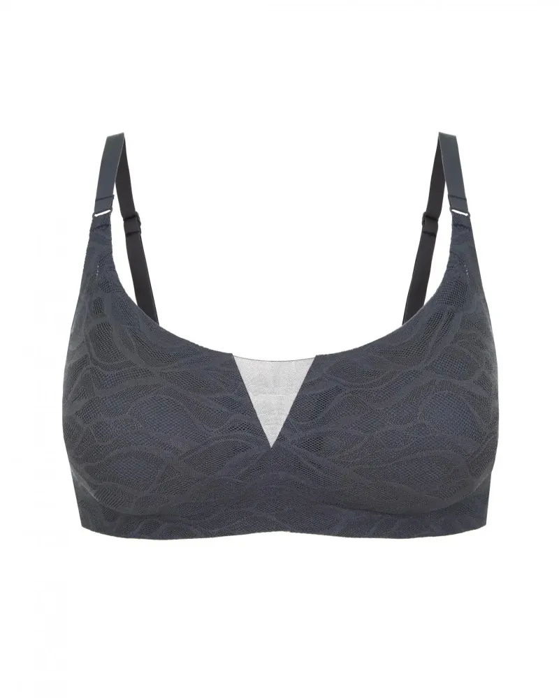 Сив елегантен сутиен без банели Lacy Skin