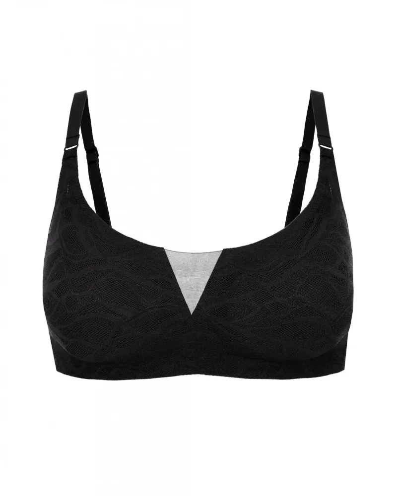Елегантен черен безшевен сутиен без банели Lacy Skin