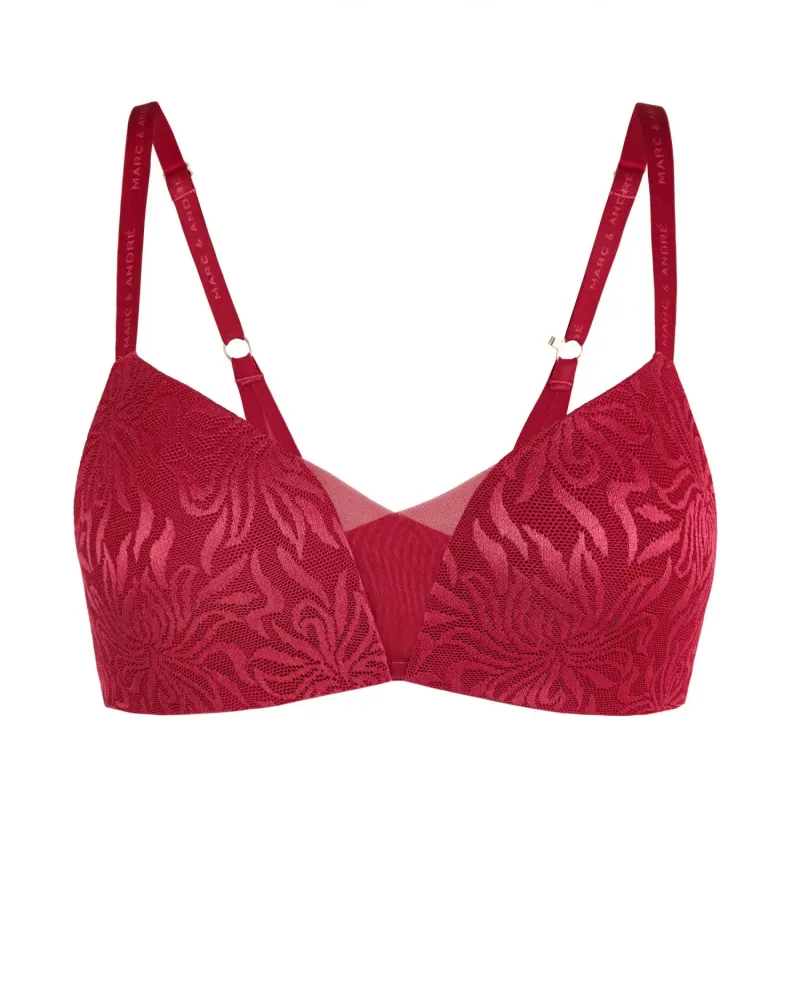Сутиен с триъгълни чашки без банели Crystalline Red