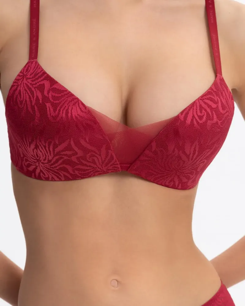 Сутиен с триъгълни чашки без банели Crystalline Red